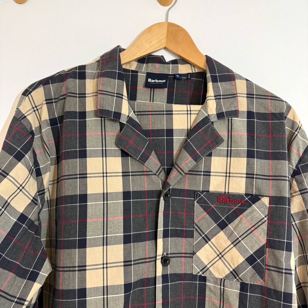 Barbour Plaid Woven Cotton Pajama Set in Stone Tartan Laith Tartan Men’s Size XL - Picture 8 of 16